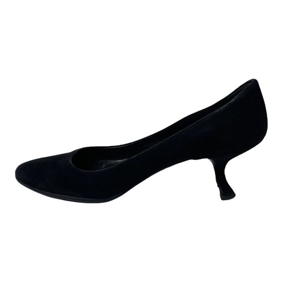 Prada Black Suede Round Toe Kitten Heel Size EU 37.5/US 7 - Picture 3 of 9